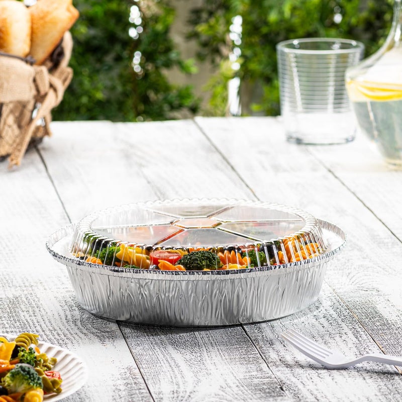 GUSTO [50 Count 9 Inch Disposable Round Aluminum Foil Pans with Clear Plastic Dome Lids, Great For Baking, Cooking, Storage, and Reheating (Formerly Comfy Package) - Image 2