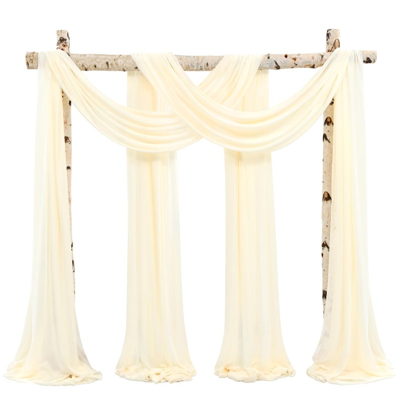 Showgeous الزفاف قوس اللف من النسيج 2 لوحات 28 "" x20ft beige قوس الزفاف الستائر للحفلات شيفون الأقمشة الستائر شافور الستائر الزفاف الزحف لاستقبال الستائر الخلفية الشفاهية للحفلات غنيمة - Image 1