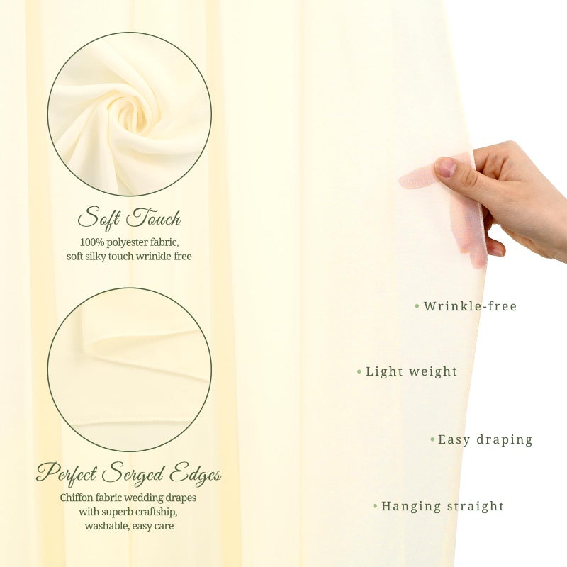Showgeous الزفاف قوس اللف من النسيج 2 لوحات 28 "" x20ft beige قوس الزفاف الستائر للحفلات شيفون الأقمشة الستائر شافور الستائر الزفاف الزحف لاستقبال الستائر الخلفية الشفاهية للحفلات غنيمة - Image 4