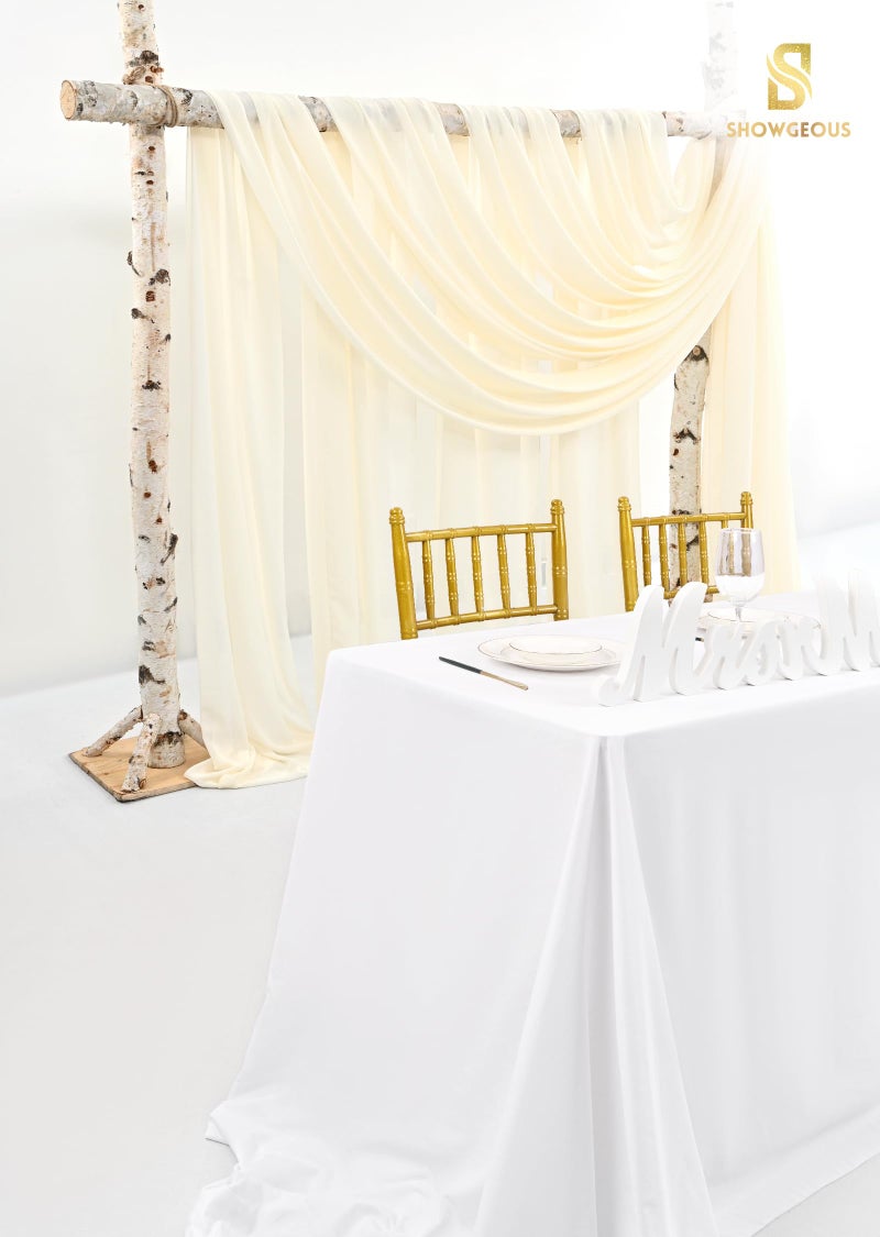 Showgeous الزفاف قوس اللف من النسيج 2 لوحات 28 "" x20ft beige قوس الزفاف الستائر للحفلات شيفون الأقمشة الستائر شافور الستائر الزفاف الزحف لاستقبال الستائر الخلفية الشفاهية للحفلات غنيمة - Image 5