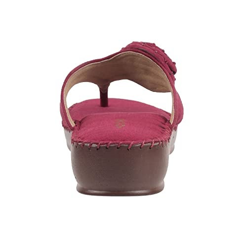 Mochi Women Maroon Suede Leather Comfort Slip-on Sandal UK/5 EU/38 (44-2) - Image 4