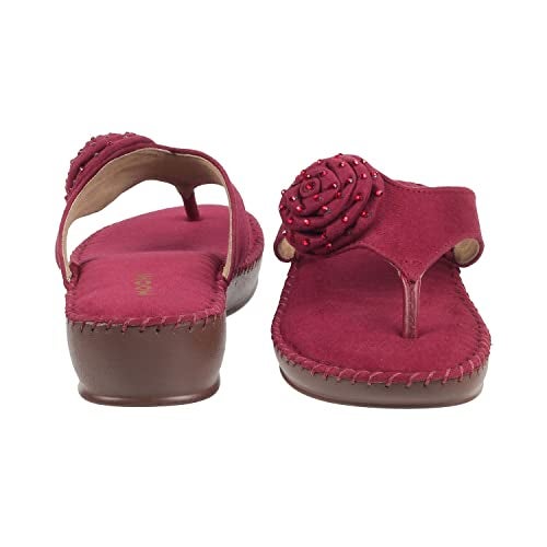 Mochi Women Maroon Suede Leather Comfort Slip-on Sandal UK/5 EU/38 (44-2) - Image 5