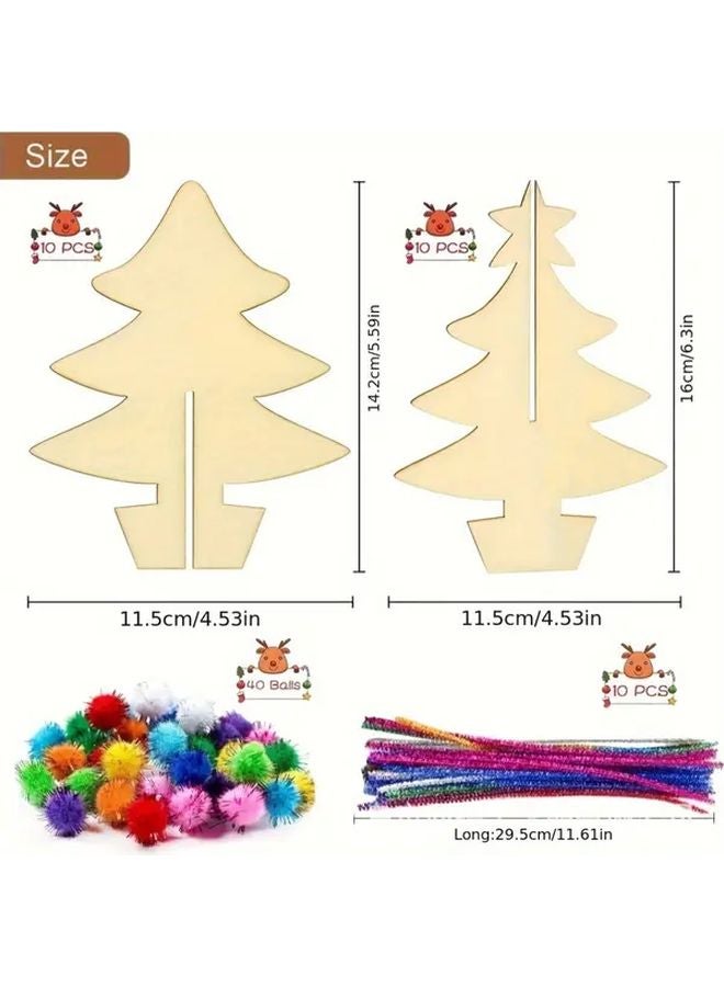 70 Pcs Wooden Painting Board Christmas Craft Set For Ornament Decoration Gift - Image 1