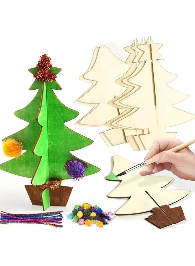 70 Pcs Wooden Painting Board Christmas Craft Set For Ornament Decoration Gift - Image 2