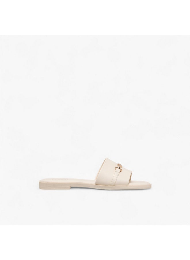 Flora Bella By Shoexpress Women Metal Accent Slip-On Flat Sandals - Image 3