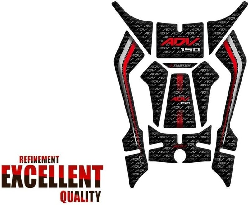 Motorcycle Tank Side Traction Pad 3D Protect Fishbone Decorative Decals For ADV150 Color Red - Image 3
