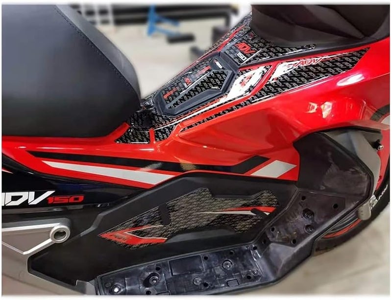 Motorcycle Tank Side Traction Pad 3D Protect Fishbone Decorative Decals For ADV150 Color Red - Image 4