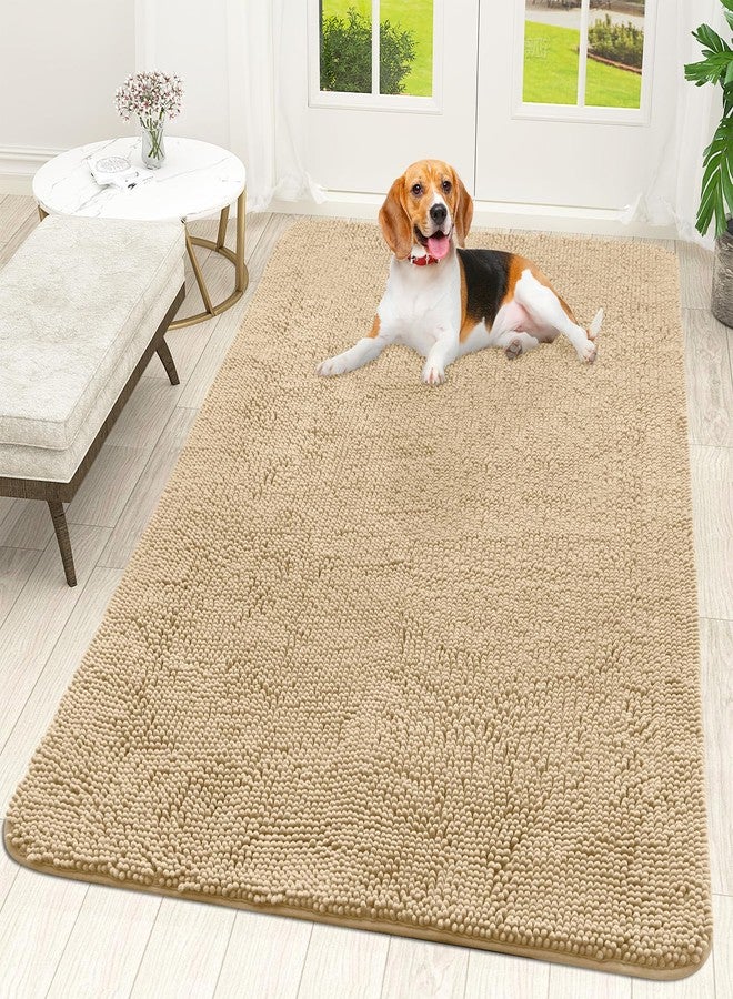 OLANLY Dog Door Mat for Muddy Paws, Absorbs Moisture and Dirt, Non-Slip Washable Mat, Quick Dry Microfiber, Mud Mat for Dogs, Entry Indoor Door Mat for Inside Floor(59x35 Inches, Beige) - Image 1