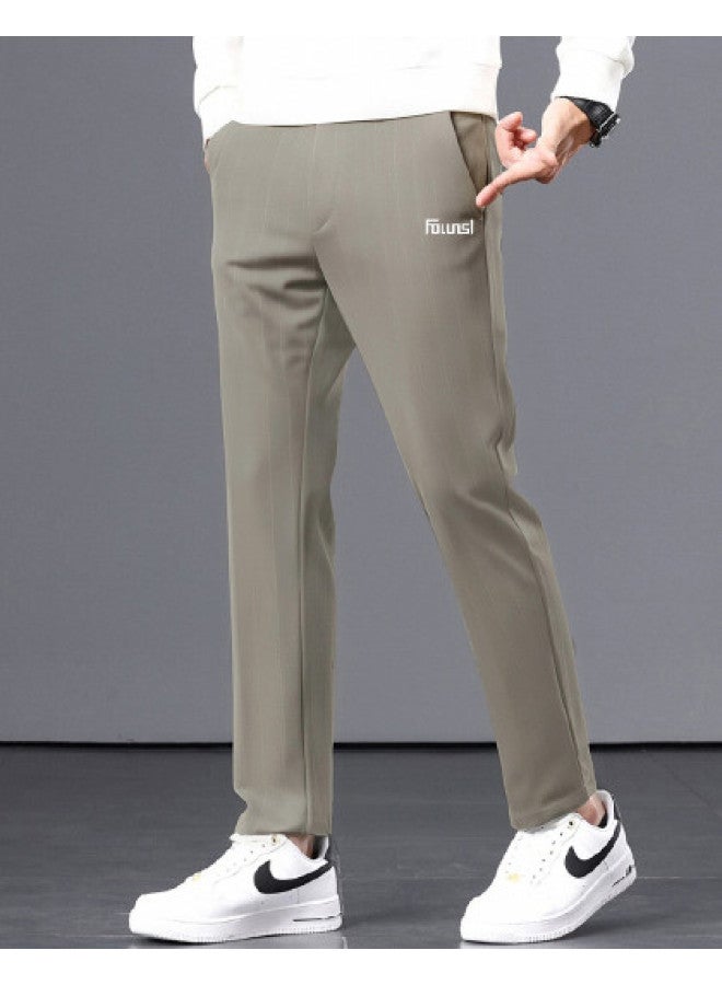 FOLUNSI men's Casual Pants - Loose, Comfortable, Everyday Wear, Office Commuter Straight-leg Cropped Trousers - Image 1