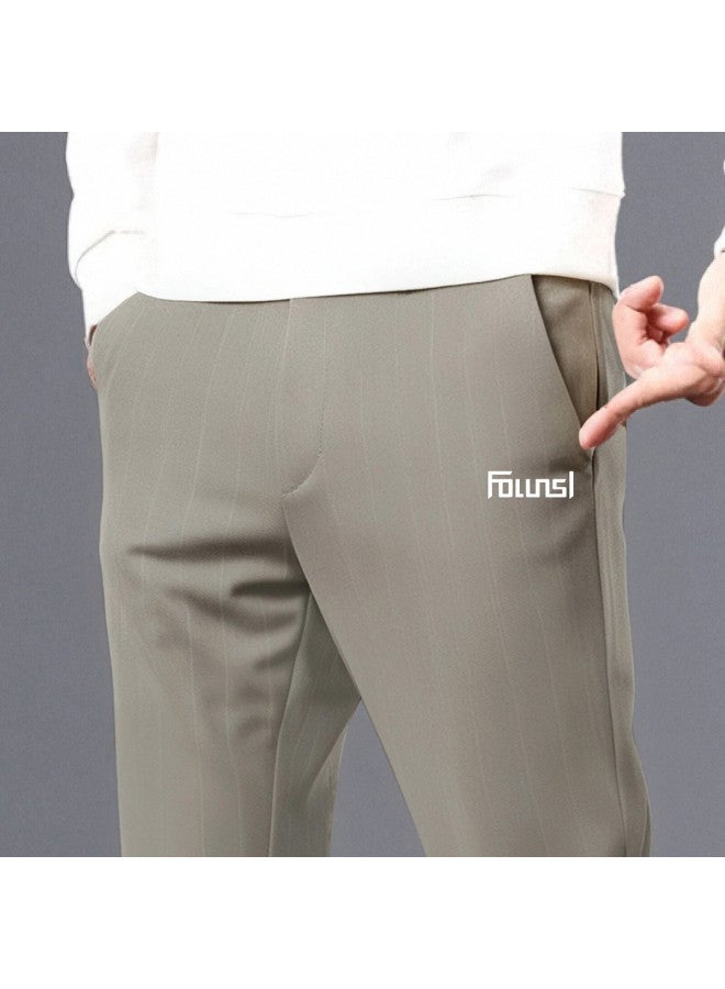 FOLUNSI men's Casual Pants - Loose, Comfortable, Everyday Wear, Office Commuter Straight-leg Cropped Trousers - Image 5