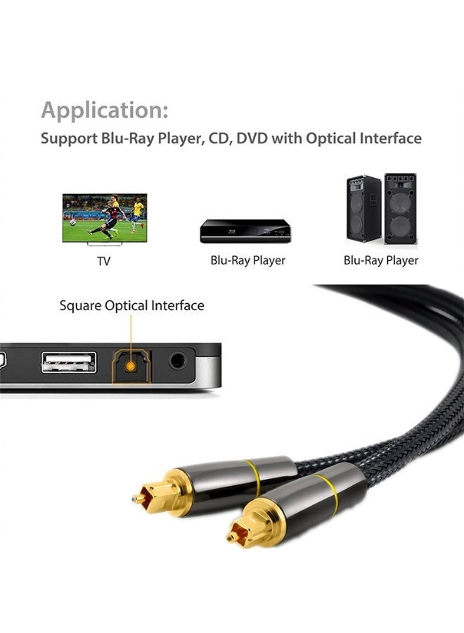 شابية كابل صوت بصري رقمي HiFi 5.1 بطول 1 متر (SPDIF) - كابل صوت Toslink، مناسب لصناديق التلفزيون، وPS4، وكابلات السماعات، وأشرطة الصوت، ومكبرات الصوت، ومكبرات الصوت الفرعية. - Image 3
