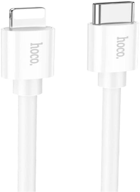 Hoco X87 - Magic PD Silicone Fast Charging And Data Transmittion Cable (20W - 1M), USB-C To Lightning Plug, Compatible With Apple iPhone iPad Airpods - White