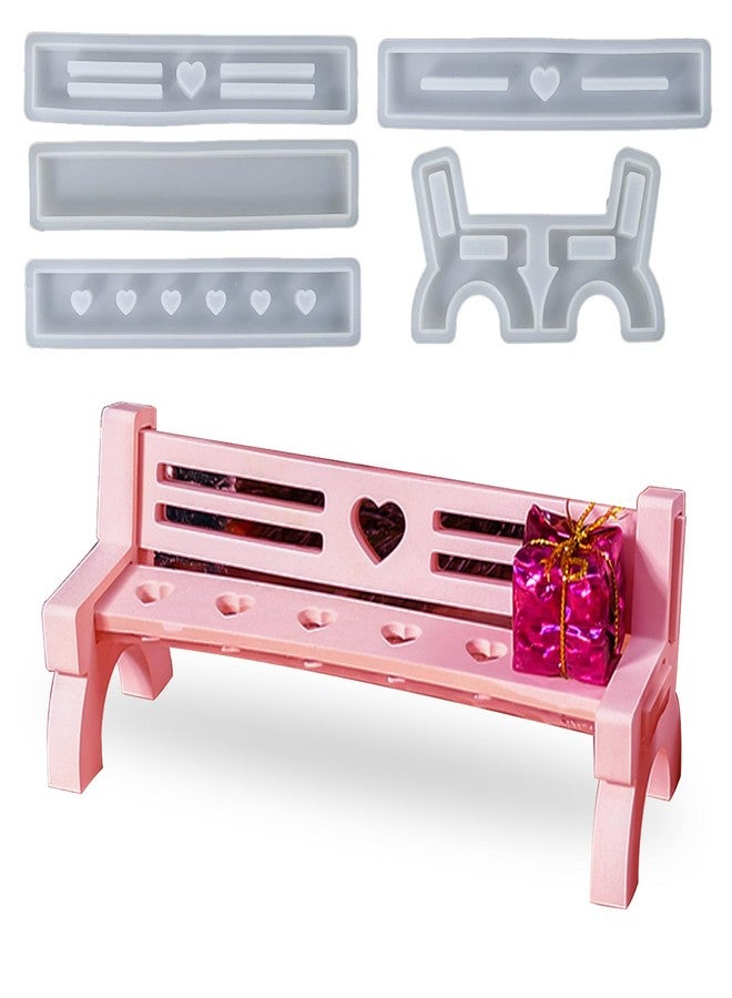 Wehous 5PCS Bench Shape Mold Set, 3D Chair Silicone Molds for Epoxy Resin Casting Clay Concrete Plaster, Unique Love Jewelry Holder Trinket Candle Holder Mold Table Home Decor Art Craft Supplies - Image 1