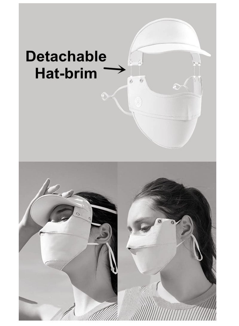 Generic Uni Sun Protection Face Mask, with Detachable Hat-Brim Adjustable Ear Loop, Ice Silk Face Cover Bandana Face UV Protection for Summer Outdoor Sports, All Round Protection (Grey) - Image 4