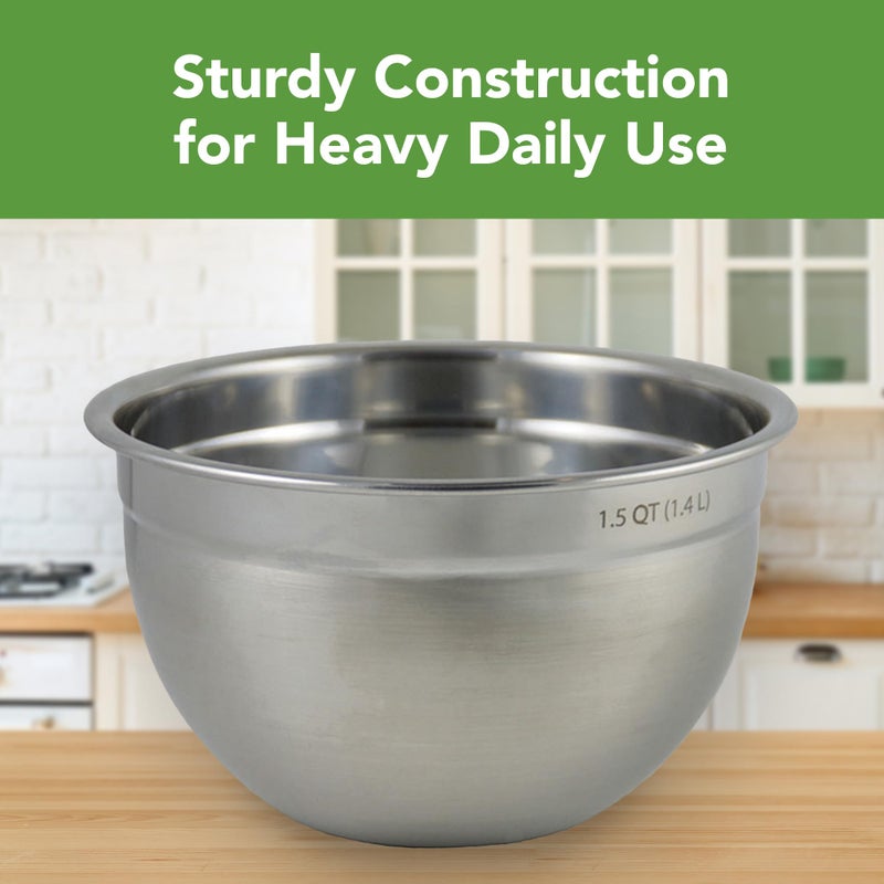 Tovolo Stainless Steel Mixing Bowls, 1.5 Qt - Metal Nesting Mixing Bowl with Rounded Lip for Easy Pour & Minimal Mess - Large & Small Dishwasher Safe Kitchen Supplies for Prep & Cooking - Image 2