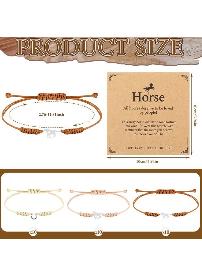 Ecation 30 Sets Horse Bracelets Gifts Horseshoe Party Favors Include 30 Adjustable Western Horseshoe Bracelets with 30 Inspirational Cards Cowgirl Cowboy Birthday Christmas Gifts for Horse Lover, 6.5 - Image 2