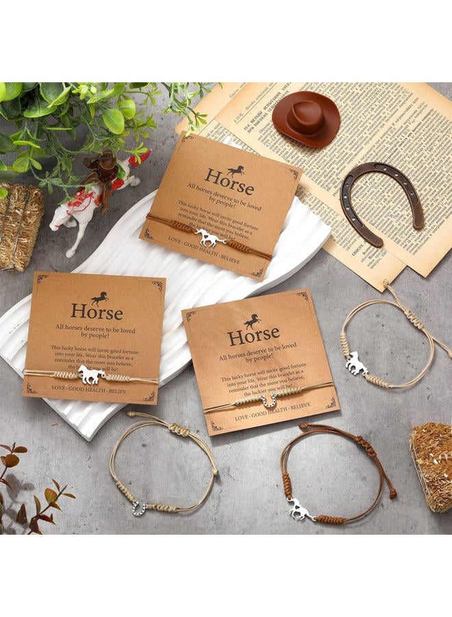 Ecation 30 Sets Horse Bracelets Gifts Horseshoe Party Favors Include 30 Adjustable Western Horseshoe Bracelets with 30 Inspirational Cards Cowgirl Cowboy Birthday Christmas Gifts for Horse Lover, 6.5 - Image 3