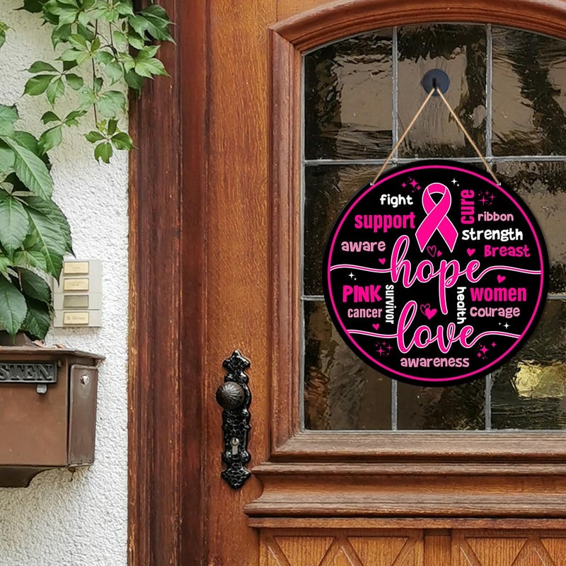Al Raied ARS® Breast Cancer Round Hanging Sign Decor - Hope Love Support - Image 3