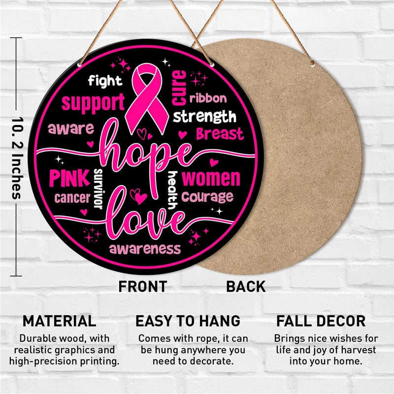 Al Raied ARS® Breast Cancer Round Hanging Sign Decor - Hope Love Support - Image 2