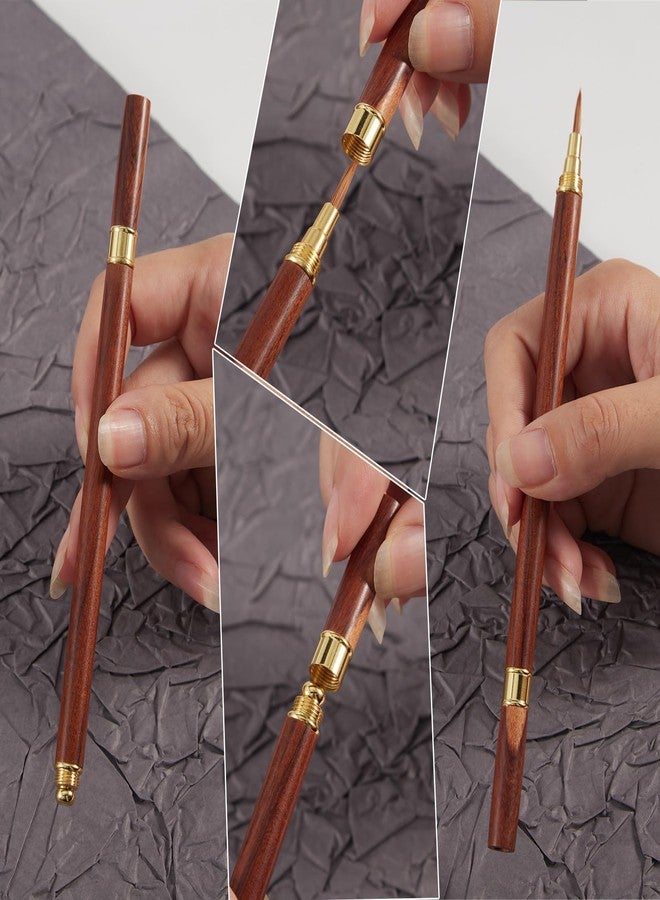 SILPECWEE Kolinsky Nail Art Brush, Nail Drawing Painting Pen 3D Carving Flower, Lines, Ombre Nail Design Tool Acrylic Manicure Brushes - Image 3