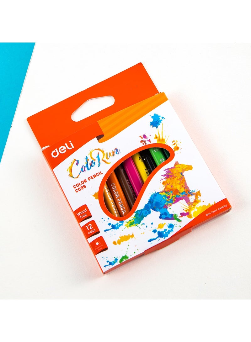 Deli EC09900 COLORUN PS Triangular Barrel Pre-sharpened Colored Pencils, 12 Colors, 2.8mm Lead, Made from 80% Recycled Materials - Image 5