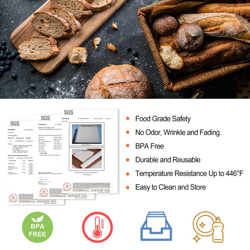 Siliqueen Silicone Pastry Baking Mat With Measurements Extra A Brush And A Dough Scraper- 27.5  X 20  Heat Resistant  Bpa Free  Non-Stick Non-Slip Pastry Mat For Rolling Dough  Easy To Clean  Red - Image 2