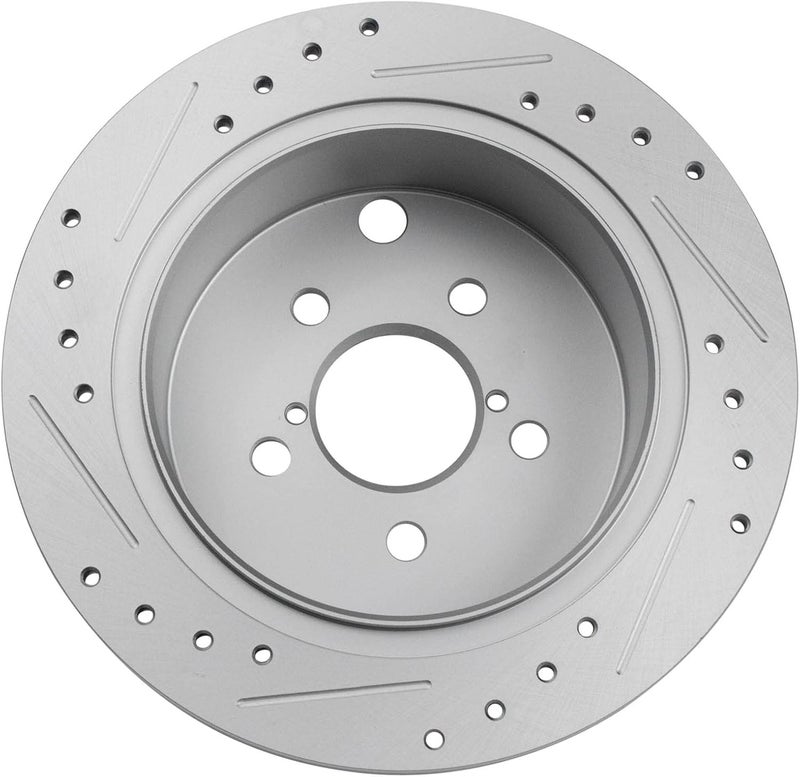 TRQ Rear Brake Rotor Set G Coated Drilled and Slotted Solid Compatible with 2014-2018 Subaru Forester 2012-2023 Impreza 2013-2015 XV Crosstrek 2016-2023 Crosstrek - Image 5