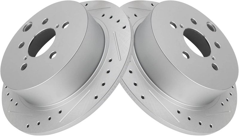 TRQ Rear Brake Rotor Set G Coated Drilled and Slotted Solid Compatible with 2014-2018 Subaru Forester 2012-2023 Impreza 2013-2015 XV Crosstrek 2016-2023 Crosstrek - Image 2