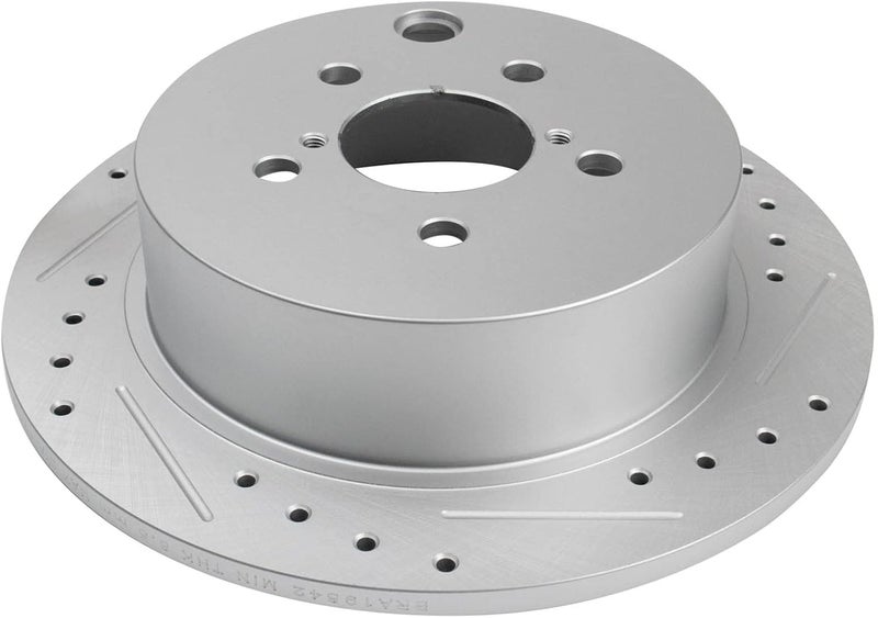 TRQ Rear Brake Rotor Set G Coated Drilled and Slotted Solid Compatible with 2014-2018 Subaru Forester 2012-2023 Impreza 2013-2015 XV Crosstrek 2016-2023 Crosstrek - Image 4