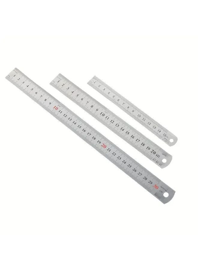 3Pcs High Precision Metal Ruler Set 5 7 11 Inch Dual Scale Metric Imperial - Image 4