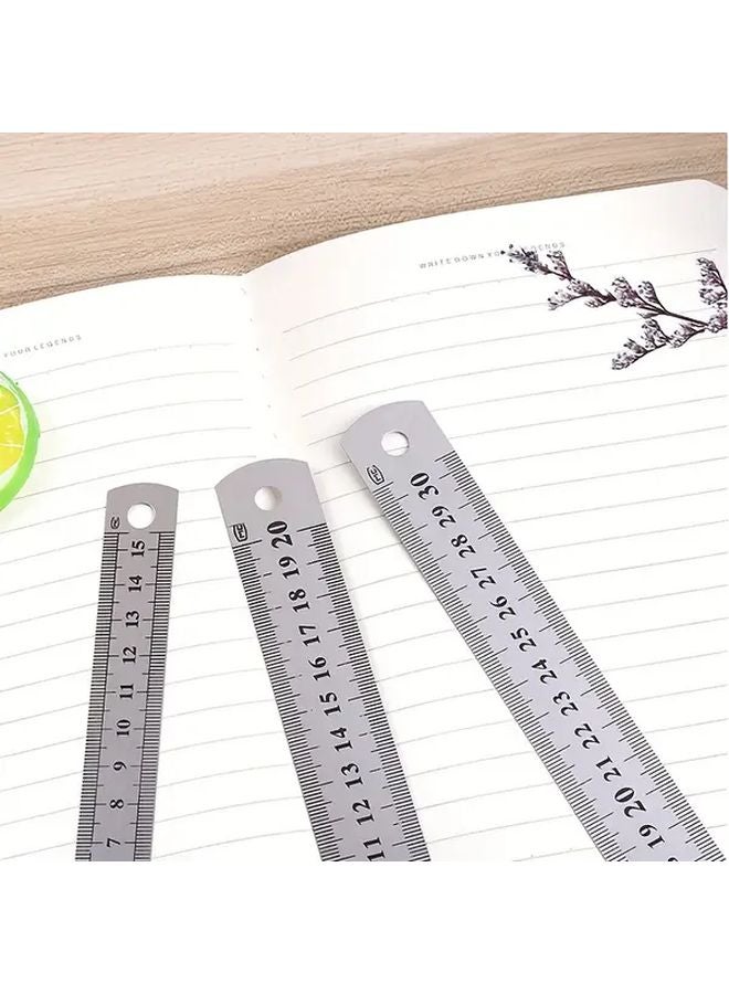 3Pcs High Precision Metal Ruler Set 5 7 11 Inch Dual Scale Metric Imperial - Image 3