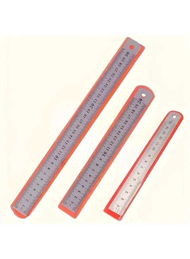 3Pcs High Precision Metal Ruler Set 5 7 11 Inch Dual Scale Metric Imperial - Image 2
