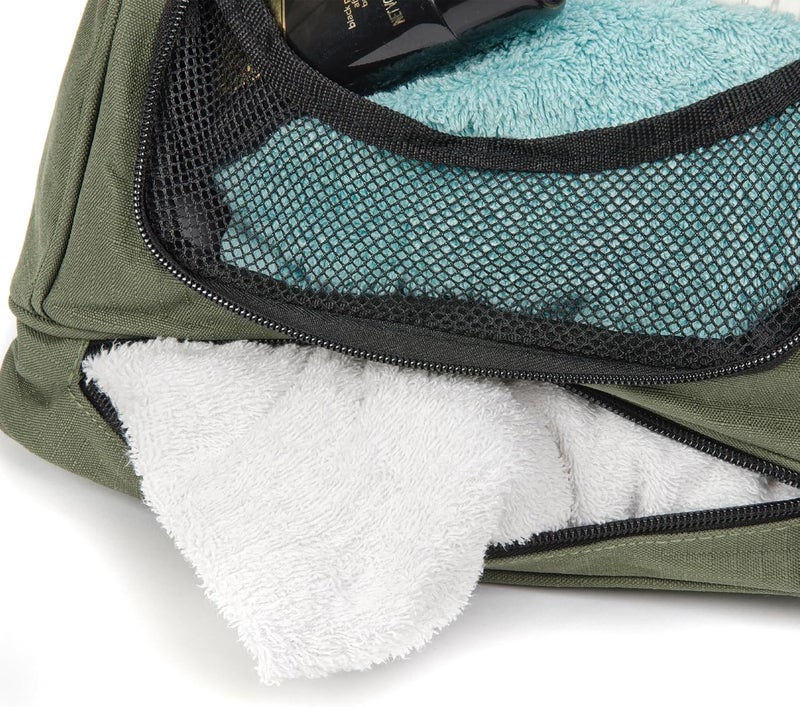 Snugpak Luxury Wash Bag WGTE - Hanging Toiletry Bag with 600D Polyester, Spacious Wet Storage, Detachable Mirror, Stainless Steel Hook, Robust Rip-Stop Fabric - Compact Wash Kit Bag (Olive) - Image 5