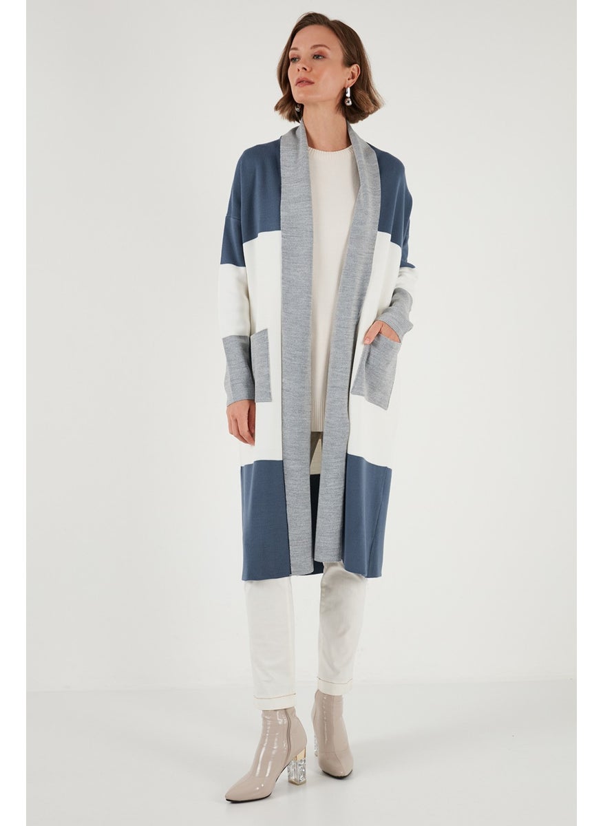 Lela Modest Color Block Long Knitted Cardigan Women's Cardigan 4616172  - Image 1