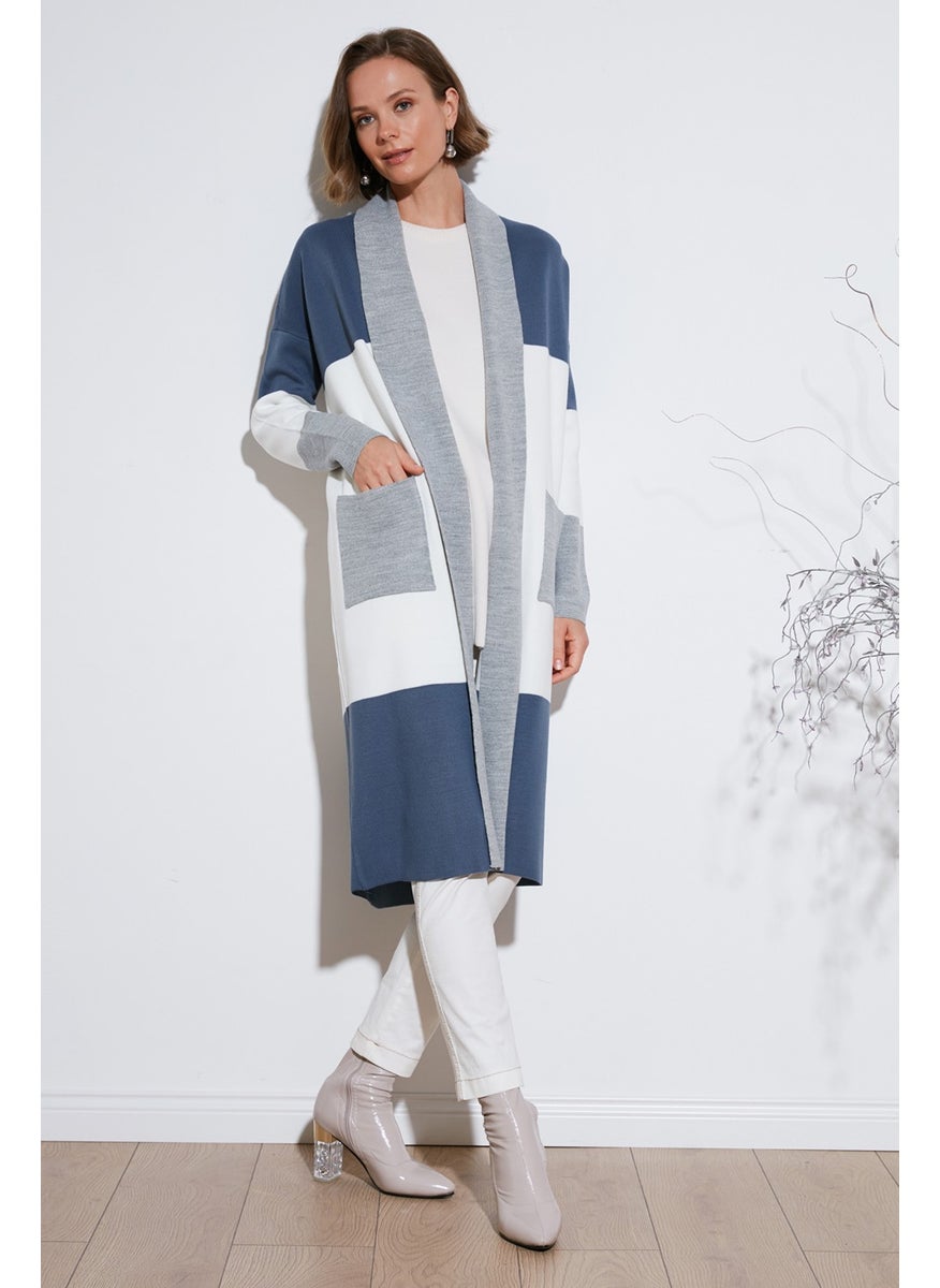 Lela Modest Color Block Long Knitted Cardigan Women's Cardigan 4616172  - Image 5