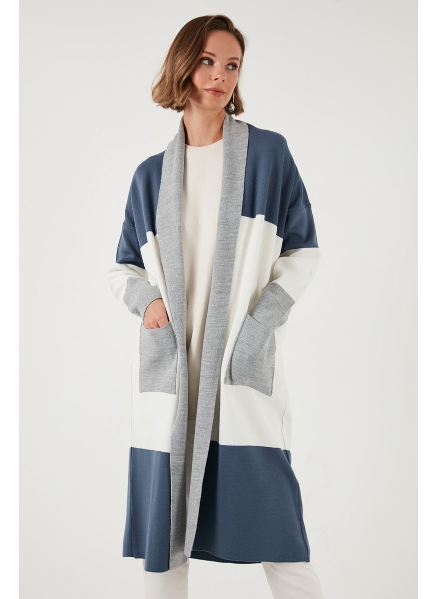 Lela Modest Color Block Long Knitted Cardigan Women's Cardigan 4616172  - Image 3