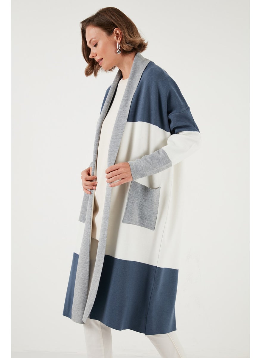 Lela Modest Color Block Long Knitted Cardigan Women's Cardigan 4616172  - Image 4