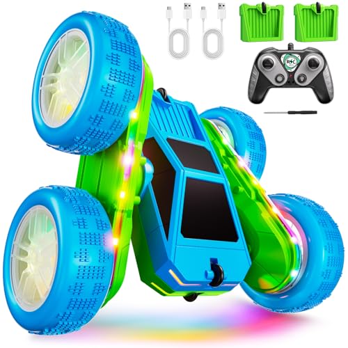 WayEee Remote Control Car 360 Flips Rotating RC Stunt Car with USBC Charge Modular Battery 4WD RC Cars with LED Lights Strips All Terrain RC Truck Toys for Kids 3 Year Old Boys Christmas Birthday Gift - Image 1