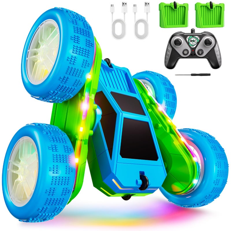 WayEee Remote Control Car 360 Flips Rotating RC Stunt Car with USBC Charge Modular Battery 4WD RC Cars with LED Lights Strips All Terrain RC Truck Toys for Kids 3 Year Old Boys Christmas Birthday Gift - Image 3