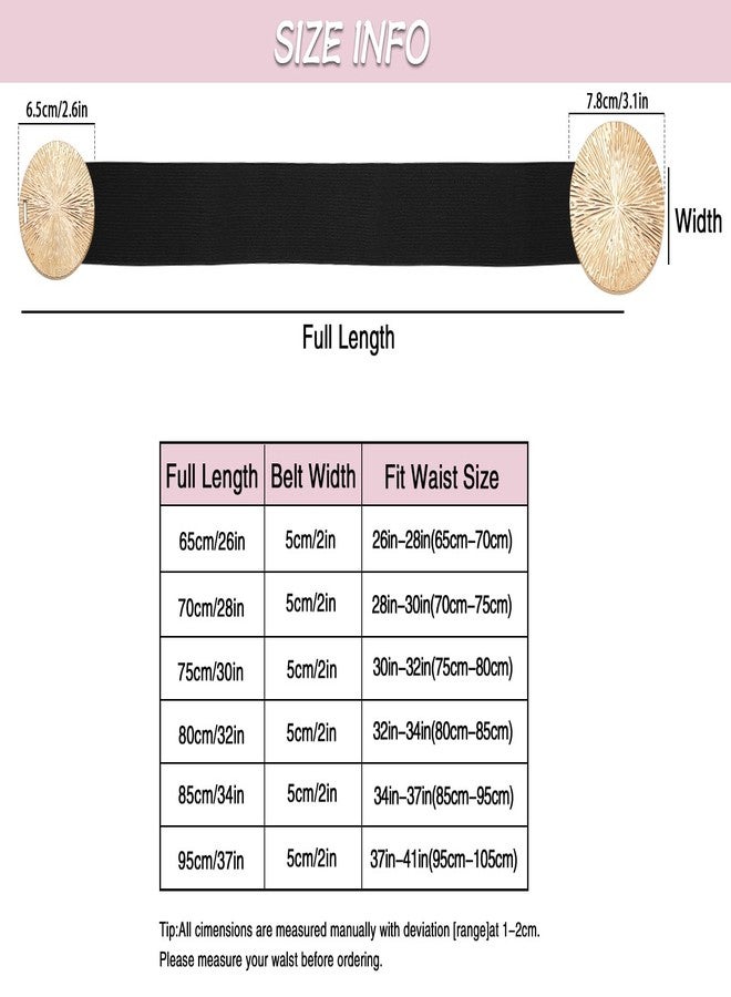 BAOKELAN Women Wide Stretchy Waist Belts Elastic Cinch Belt for Dresses, Black Band Gold Buckle, Fit Waist 37"-41" - Image 4