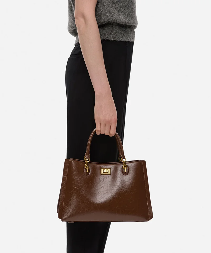 ابيكول Textured Leather-Effect Double-Strap Bag