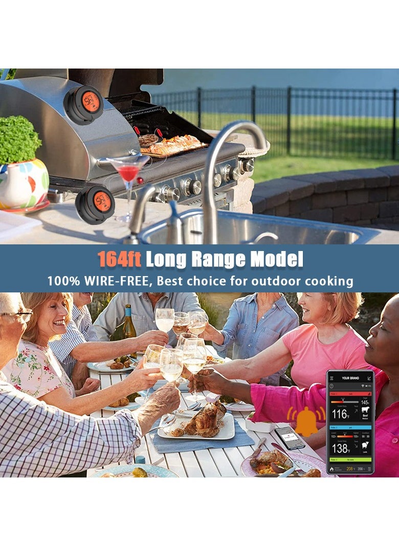 Generic - Wireless Bluetooth BBQ Grill Thermometer with 4 Probes - Digital Electronic Baking & Grilling Thermometer, Monitor Temperature via Mobile APP, IP54 Waterproof, Wide Temperature Range 0-380℃/32-712℉, Perfect for Professional Grill Masters and Baking Enthusiasts - Image 1