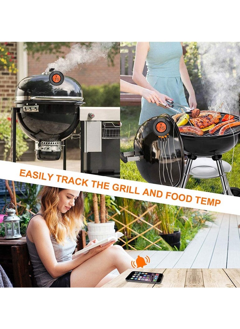 Generic - Wireless Bluetooth BBQ Grill Thermometer with 4 Probes - Digital Electronic Baking & Grilling Thermometer, Monitor Temperature via Mobile APP, IP54 Waterproof, Wide Temperature Range 0-380℃/32-712℉, Perfect for Professional Grill Masters and Baking Enthusiasts - Image 1