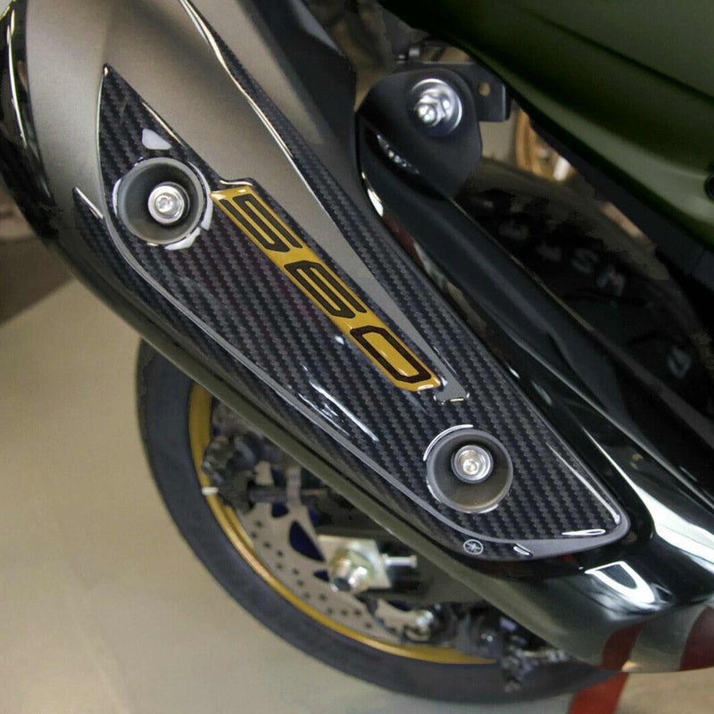 labelbike labelbike - 3D Gel Resin Sticker Exhaust Crankcase Protection compatible with YAMAHA Tmax 560 2020-2025 - Carbon Gold Color - Image 2