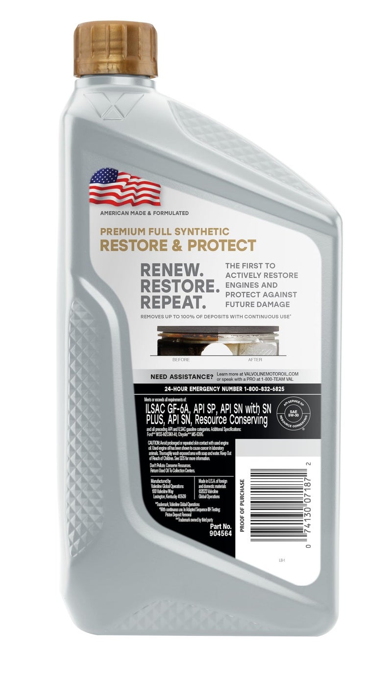 فالفولاين زيت محرك 5W-30 صناعي كامل من Restore & Protect 1 كوارت - Image 2