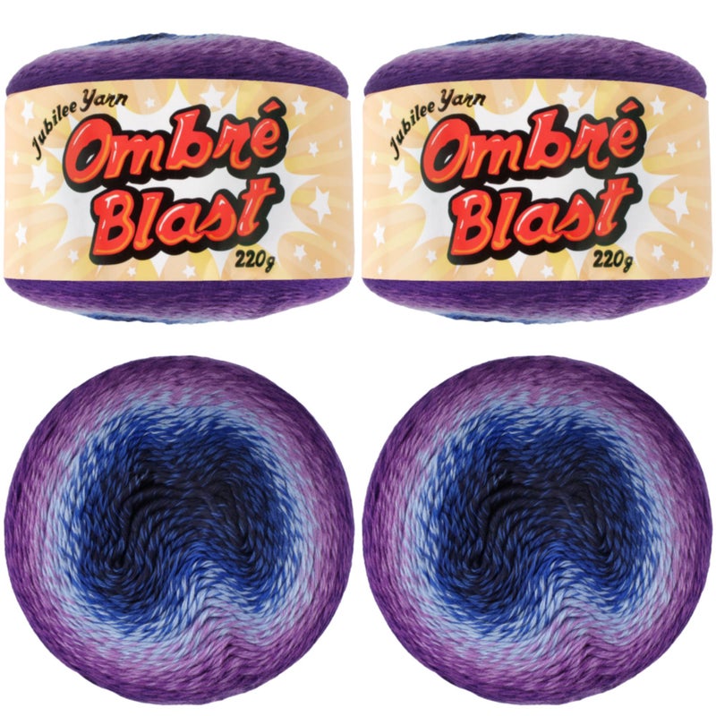 JubileeYarn Ombr Blast Yarn  220gcake Baby Weight Cotton  Shadowthrone  2 Cakes