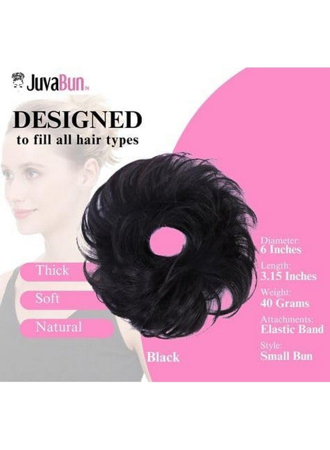 Juvabun Small Messy Bun Hair Piece - Black | Curly Wave Hair Bun Scrunchie | Everyday Wear Fake Hair Bun |Bun Extensions for Women, Washable & Realistic| Synthetic Hair Bun Scrunchie hairpieces-Black - Image 4