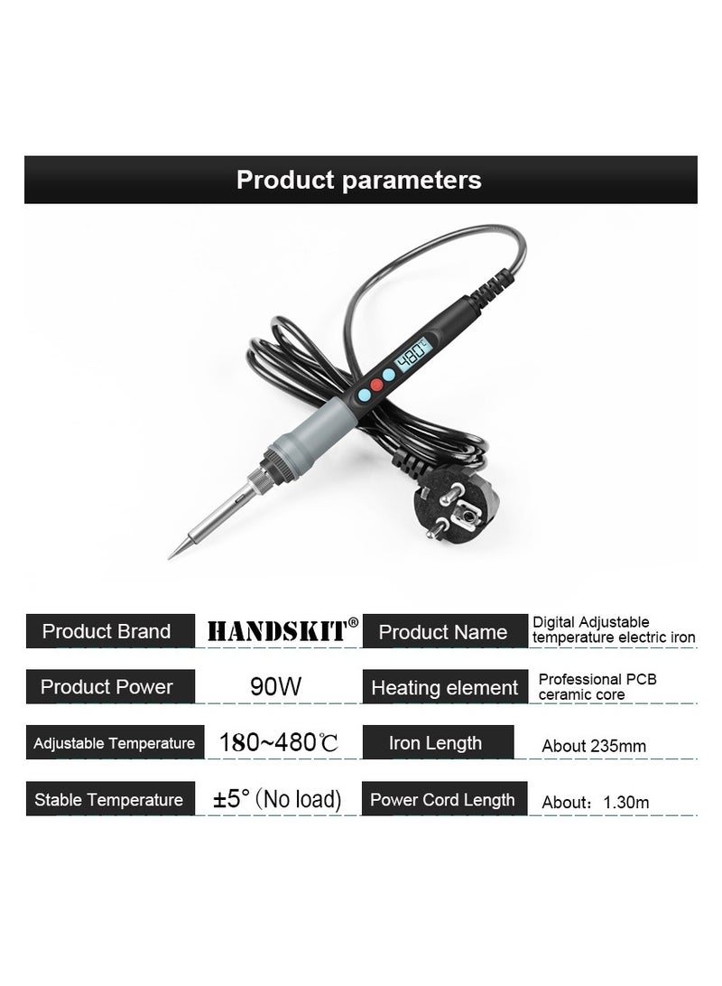 Meiyilan Soldering Iron Kit, 80W LCD Digital Soldering Gun with Adjustable Temperature Controlled, ON-Off Switch, 5pcs Soldering Tips, Solder Wire Tube, Desoldering Pump Welding Tool - Image 2