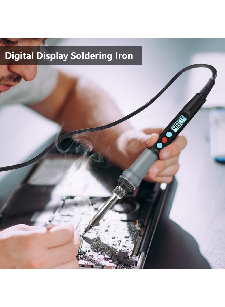 Meiyilan Soldering Iron Kit, 80W LCD Digital Soldering Gun with Adjustable Temperature Controlled, ON-Off Switch, 5pcs Soldering Tips, Solder Wire Tube, Desoldering Pump Welding Tool - Image 4