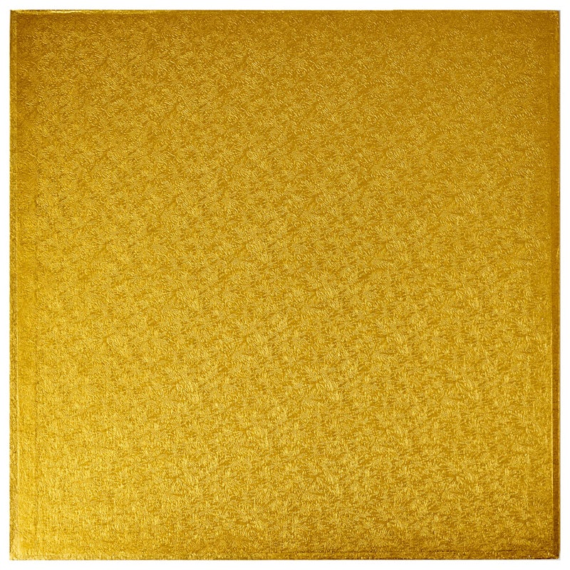 DecoPac Square Cake Drum Foil Covered Cake Drum Sturdy Half Inch Thick Pack of 5 Gold 14 Inch